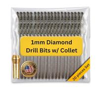 DRILAX Brocas de diamante de 1 mm para piedra de perforación Compatible con el juego de brocas Dremel Diseño de punta torcida Joyas Cristal marino Concha de playa Piedra preciosa Juego de 20 piezas