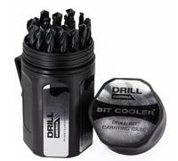Drill America DWDN Series ZMDWD4025-PC - Juego de 25 brocas métricas de acero de alta velocidad en caja redonda, acabado de óxido negro para taladrar metal, madera, plástico, tamaños de 1 mm a 13 mm