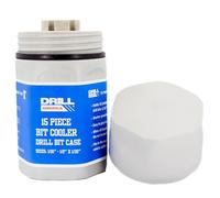 Drill America Índice de brocas vacías/estuche, capacidad para 15 tamaños, enfriador de brocas de plástico redondo, 1/16-1/2 por 32