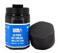 Drill America Índice de brocas vacías/estuche, capacidad para 29 tamaños, enfriador de brocas de plástico redondo, 1/16-1/2 por 64