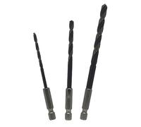 Drill America Juego de brocas de cobalto de cambio rápido de 3 piezas con vástago hexagonal, (1/8, 3/16 pulgadas, 1/4 pulgadas), serie COHEX