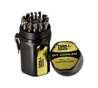 Drill America - KFD29J-PC Juego de brocas de acero de alta velocidad de 29 piezas con acabado negro y dorado en caja redonda (1/16" - 1/2" x 64ths), serie KFD