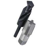 Drill America POU Series - Juego de brocas y grifo NPT de 2,54 cm de acero al carbono NPT y broca HSS de 1-5/32" con vástago de 1/2" en caja de plástico