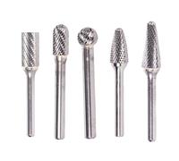 Drill America POUDUL1/2 - Juego de 5 fresas de carburo, 1/2 pulgada de diámetro y vástago de 1/4 pulgadas, juego de brocas de doble corte, kit de lima de vástago