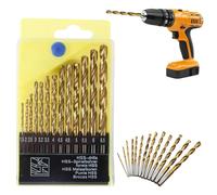 Drill Bit - 13 Piece Twist Woodworking Drilling Tools | 1.5-6.5mm Twist Drill Bit Set | For Wood Copper Aluminum Alloy Carpenters Workshops Maintenance Stainless Steel Iron