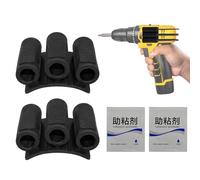 Drill Bit Holder, Self Adhesive Drill Bit , 1.34x1.18 inches High Strength Sleeve Gripper, Compact Organizer for Tool Belts, Quick Access Workshop, Business Use - Black