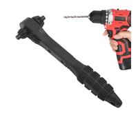 Drill Chuck Ratchet Spanner, Chuck Key Replacement Tool, Multifunctional Quick Change Wrench, Adjustable for Bike Repair Plumbing Maintenance, Portable Hand, Black