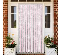 Drillkyn Cortina antimoscas gris plata rosa 100 x 200 cm chenilla para puerta, silencioso, con gancho, privacidad y aislamiento térmico, para casa, casa móvil, caravana