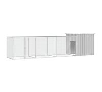 Drillkyn Jaula para pollos de acero galvanizado, gris, 400 x 91 x 100 cm, con jaula de expansión, recinto seguro para animales pequeños para conejos, cobayas, cercado al aire libre, recinto interior y