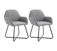 Drillkyn Juego de 2 sillas de comedor de color gris claro, silla tapizada de tela con reposabrazos y respaldo, muebles para cocina y salón, 61 x 61 x 84 cm, asiento estable para familiares e invitados
