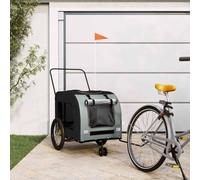 Drillkyn Remolque de bicicleta para mascotas rojo y gris x x, plegable, transpirable, con correa y freno, ideal para exteriores, parque, viaje, paseo, carrito de transporte seguro