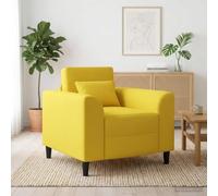 Drillkyn Sillón de tela de color amarillo claro con amplios reposabrazos, 90 x 88 x 85 cm, sillón tapizado para salón y dormitorio, cómodo sillón individual para horas de relax