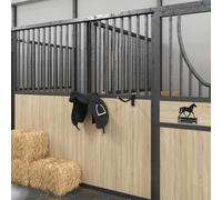 Drillkyn Soporte para sillín de hierro con recubrimiento en polvo con gancho de trenza, soporte de pared portátil para sillines de caballo, caballete de caballo, brida, ahorro de espacio y robusto