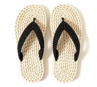 DRIMEE Chanclas de Verano, Zapatillas Tejidas de Paja para Hombre, Sandalias Hechas a Mano, Chanclas de Estilo Informal, Sandalias Ligeras de Verano,Grass Color,US5/EU36
