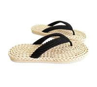 DRIMEE Sandalias de Paja Hechas a Mano, Zapatillas Casuales de ratán Tejido, Calzado de Masaje, Sandalias Trenzadas de Verano, Zapatillas Tejidas para Cosplay,Grass Color,US7.5/EU39
