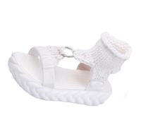 DRIMEE Sandalias Mujer Verano 2025 Chanclas Sandalias Tejidas a Mano de Playa con Punta Abierta Tacones Altos Transpirable Elegante Damas Zapatos,Blanca,US8/EU40