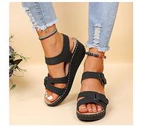 DRIMEE Sandalias Mujer - Zapatos Ligeros de Verano, Flexibles, Espuma amortiguadora, Cierre de Gancho y Bucle - para Caminar, Viajar, el Verano Zapatos Mujer,Negro,US8/EU40