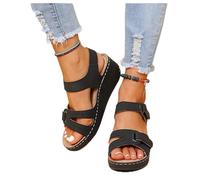 DRIMEE Sandalias Mujer - Zapatos Ligeros de Verano, Flexibles, Espuma amortiguadora, Cierre de Gancho y Bucle - para Caminar, Viajar, el Verano Zapatos Mujer,Negro,US6/EU37