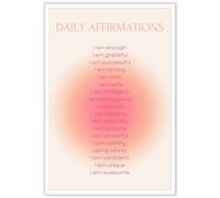 Drimiler Daily Affirmations - Lienzo decorativo para pared, póster de afirmación espiritual degradado de aura, color rosa y naranja, impresiones estéticas, pintura inspiradora de moda, decoración de