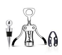 Drincarier Abrebotellas de acero inoxidable para vino con tapón de metal