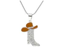Drinestone Western Boots Pendientes Vaceta Vaqueta de vaquero Pendientes Bohemian Rodeo Boot Drop Chanding Collar para mujeres