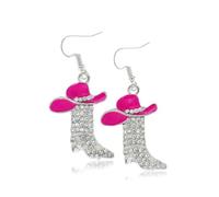 Drinestone Western Boots Pendientes Vaceta Vaqueta de vaquero Pendientes Bohemian Rodeo Boot Drop Chanding Collar para mujeres