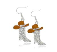 Drinestone Western Boots Pendientes Vaceta Vaqueta de vaquero Pendientes Bohemian Rodeo Boot Drop Chanding Collar para mujeres