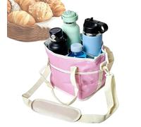 Drink Bag, 4 Compartment Water Bottle Holder Tote with Adjustable Shoulder Strap Multi Bottle Carrying Organizer Bag for Outdoor Camping Hiking Walking Beach Gym Travel Picnic Use Portable Beverage