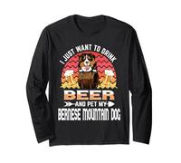 Drink Beer and Pet My Bernese Mountain Funny Puppy Dog Lover Manga Larga
