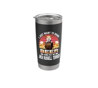 Drink Beer and Pet My Jack Russell Terrier Puppy Dog Lover Vaso térmico de acero inoxidable de doble pared
