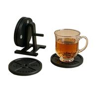Drink Coaster Set, Funny Non Slip Table Use, 4 Piece Rack Storage Design, Silicone Material Protective Build, Home Office Gym Party Desk Gathering Purpose
