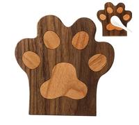 Drink Coasters Mat, Wooden Coffee Coasters, 3.94x3.15x0.39inches Cat Claw Shape Steamer, Black/White Reusable Heatproof Table Barge, Adorable Equipment for Home and Kitchen