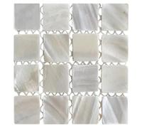 Drink Coasters - Mother of Pearl Square Pads, 3.35 Inch Heat-Resistant Desk Coasters Made from Natural Seashell, Modern Design Coaster for Tea, Coffee, Bar, Wedding, Kitchen, Home, Outdoor Use