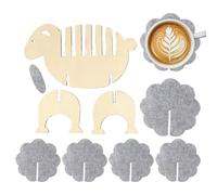 Drink Coasters, Sheep Shaped Felt Heat Resistant Cup Mats, Fun and Durable Drink Protectors for Coffee, Tea, Beer, Wine, Desk, Table, or RV Use, Perfect for Home, Office, Camping, Apartment, or