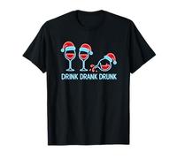 Drink Drank Drunk - Camiseta Divertida de Navidad Vino Camiseta