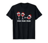 Drink Drank Drunk - Camiseta Divertida de Navidad Vino Camiseta