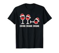 Drink Drank Drunk - Camiseta Divertida de Navidad Vino Camiseta