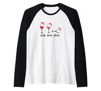 Drink Drank Drunk - Camiseta Divertida de Navidad Vino Camiseta Manga Raglan