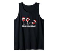 Drink Drank Drunk - Camiseta Divertida de Navidad Vino Camiseta sin Mangas