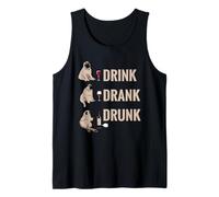 Drink Drank Drunk Pug Drinking Wine Meme Hilarious Camiseta sin Mangas