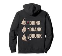 Drink Drank Drunk Pug Drinking Wine Meme Hilarious Sudadera con Capucha