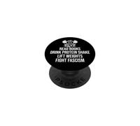 Drink Protein Shake Read Books Lift Weights Fight Fascism PopSockets PopGrip Adhesivo