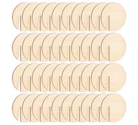 Drink Tags, Wine Labels, Cup Markers, Blank Writable Outer, Sturdy Wood Design, Ideal for Wedding Party Holiday Table Use, 1.95x0.11 Inches, Natural Brown Color, 40 Pieces