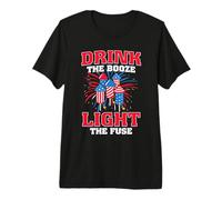 Drink The Booze Light The Fuse American Flag 4th of July Camiseta Premium