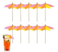 Drink Umbrella Toothpicks - Wooden Stick Paper 8.5x8.5x10cm 10PCS | Cocktail Umbrella Picks, Paper Cocktail Umbrellas Picks Portable Hawaiian Party Decorations | For Party Family Gathering Drinks