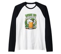 Drink Up It's Paddy Time Funny Día de San Patricio Camiseta Manga Raglan
