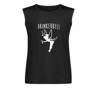 Drinkerbell Letter Beautiful Girl Sleeveless T-Shirt Man's Fashion Cotton Black Vest Tank Clothes, Negro , S
