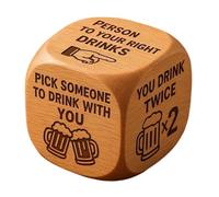 Drinking Game Dice | Wood, 5 cm, Fun Challenge Cube | 6-Sided Party Drinking Game Essential | for Beer Games Bachelor Party, College arty