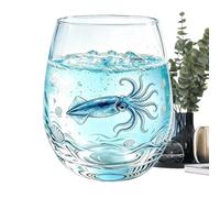Drinking Glasses - 350ml Transparent Sea Animal Kitchen Glassware 12oz