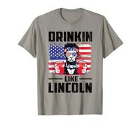 Drinking Like Lincoln Merica Flag Patriotic 4th of July Camiseta